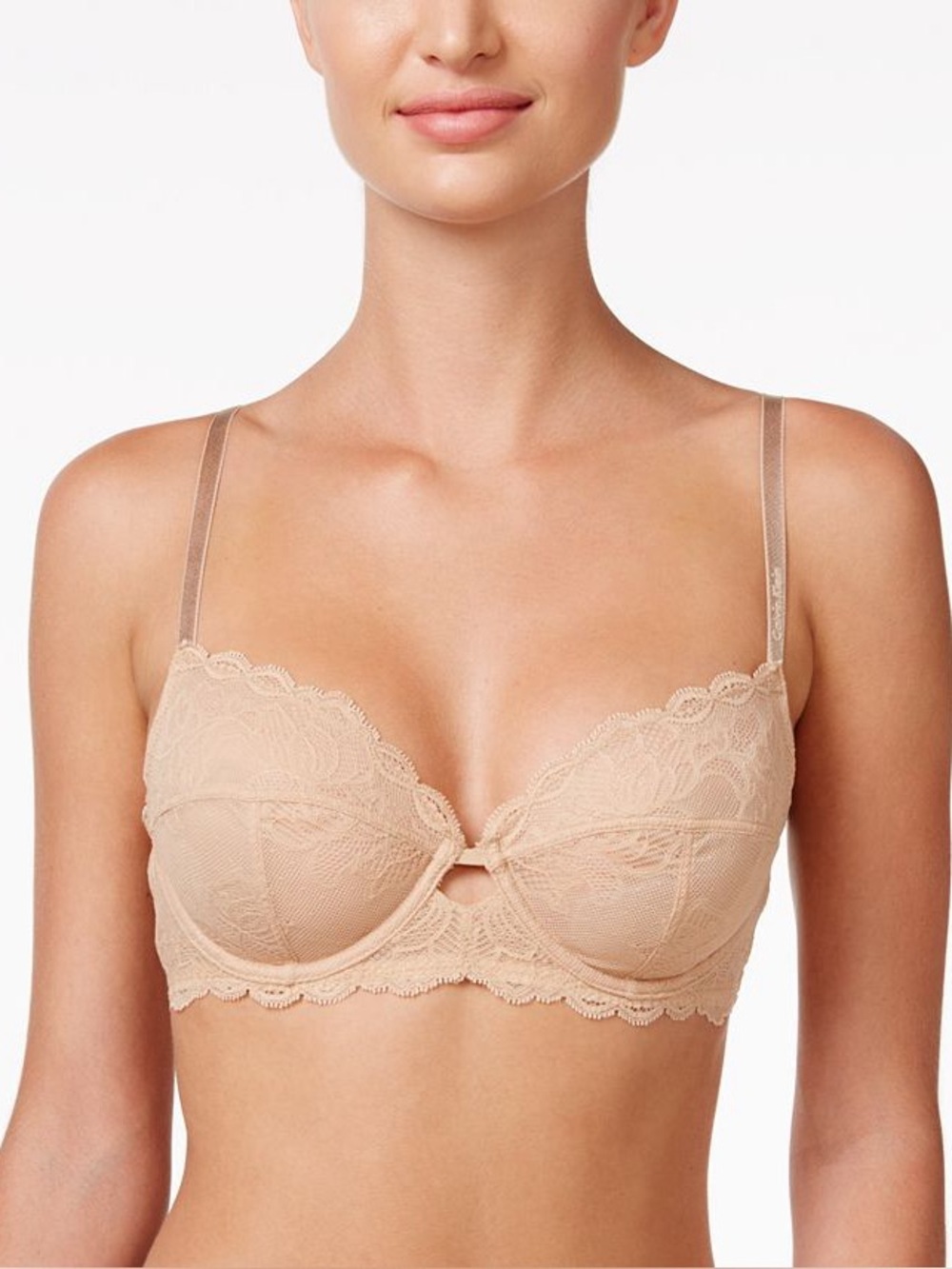 Calvin Klein Underwear Seductive Comfort Lace Unlined Bra in Nude
